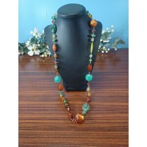 Multicolored Necklace Dazzling Gorgeous Beautiful Ethnic Unique 30 Inch Long